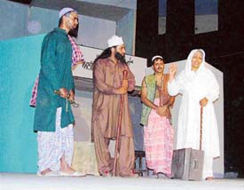A scene from the play, Jis Lahore Nahin Dekhiya, O Jamian He Nahin, being staged at the Balraj Sahni open-air theatre in Ludhiana on Saturday evening