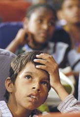 Children attend the 2nd Children's World Congress on child labour and education, in New Delhi on Sunday