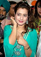 Bollywood actress Amisha Patel at the inauguration of a VLCC centre in Jalandhar on Monday