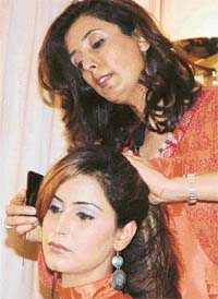 A hair styling workshop in progress at Hotel Mountview in Chandigarh