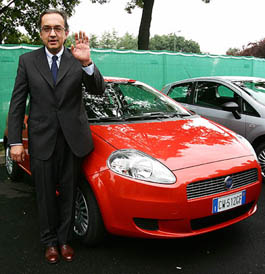 FIAT Chief Executive Sergio Marchionne poses in front of a new Fiat Punto during its international launch in Turin, northern Italy on Tuesday. 