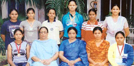 Champion judokas of the Guru Nanak Khalsa College for Women, Ludhiana, Ms Manju Chawla and Ms Jaswinder Kaur Ahluwalia, Principal and Head of the Physical Education Department, respectively