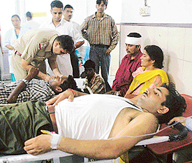Some of the injured at the Sector 16 General Hospital in Chandigarh on Thursday.
