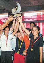 The winning team of the Rayat Institute of Engineering and Technology, Railmajra, which won the Punjab Technical University Inter-College Table Tennis Tournament.