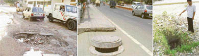 A bad patch on the Dhobi Ghat road, uncovered manhole on the Jagraon bridge and uncovered manhole on the Dugri road pose a threat to commuters in Ludhiana