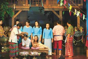 A traditional marriage at the Thai village show organised by the Rose Garden resort, 32 km from Bangkok