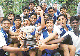 The jubilant winners of Kendriya Vidyalaya-4, Bhatinda, with the trophy at KV, Sector 31, on Sunday.