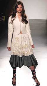 A model displays on Sunday a designer wear from a collection created by Ashish Soni