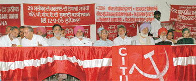 Communist Party of India members at the state-level convention held in Ludhiana on Monday