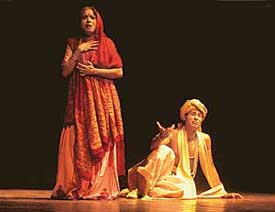 Artistes perform in the play Sushila at the Tagore Theatre, Chandigarh,
