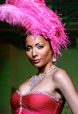 A model wears a design by Mandira Wirk at the presentation of her Fall Winter, 2005, collection in New Delhi on Tuesday night