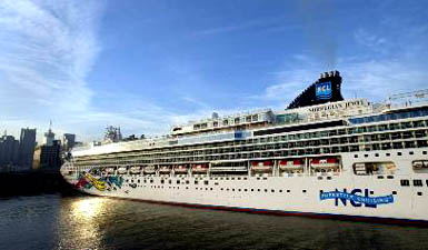 NCL Corporation's newest gem, Norwegian Jewel, docks for the first time in New York on Tuesday