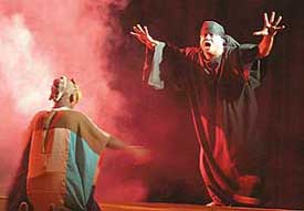 A scene from the play, Kumara Swami, directed by Prof Sanjay Bhasin at Tagore Theatre, Chandigarh, on Thursday