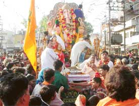 Ganesh shobha yatra being taken out in Ludhiana on Friday