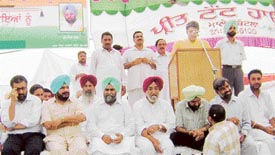 AICC secretary Manish Tewari addresses the Congress rally at the Chappar Mela in the Kila Raipur assembly segment on Saturday