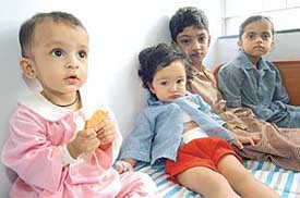 Pakistan children, who underwent heart surgery at the Narayan Hrudyalaya, a cardiac institute in Bangalore, on Saturday. 