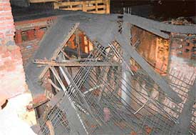 The debris of a collapsed roof at Dadu Majra village on Sunday