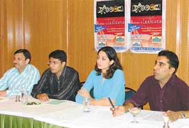 Event managers for dance show Kaboom address a press conference in Ludhiana