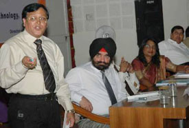 Dr V.K. Saraswat, distinguished scientist of the Defence Research and Development Organisation and Director of the Research Centre Imarat, delivers a lecture on PTU Technology Day in Jalandhar on Monday.
