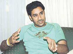 Punjabi singer and actor Harbhajan Mann interacts with mediapersons during a Press meet regarding his new album Dil Dol Gaya in Chandigarh on Tuesday. 