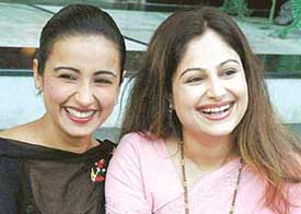 Actors Ayesha Jhulka and Divya Dutta at a Press conference to announce their new play Mujhe Rang De to be staged in Chandigarh on Wednesday. 