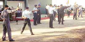 The All-India Inter-Command Air Force Small Arms Shooting Championship in progress at the Air Force Range, Halwara, on Tuesday.