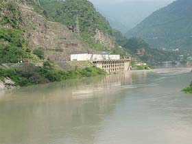 The Bhakra Dam has been filled up to the maximum limit of 1680 feet this year and because of storage of water, the scene of the Sutlej is like a lake at the 990-MW Dehar Power House, three storeys of which were under water