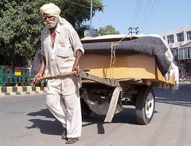 Deewan Singh delivers goods in Bathinda.