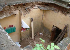 The roof of a house which collapsed in Ambala on Thursday