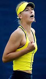 Russias Maria Sharapova gestures during her match against Israels Shahar Peer at the China Open in Beijing on Thursday