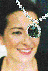 Vicky Patterson, an author of a book on diamonds, studies the 67.5 carat Black Orlov diamond