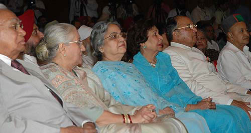 Seated in the audience (from left) Mr A.R. Kidwai, Mrs Asha Pathak, Mrs Gursharan Kaur, wife of the Prime Minister, ;Mrs Jeen Rodrigues and Gen S.F.R. Rodrigues, Punjab Governor, and Mr Virbhadra Singh