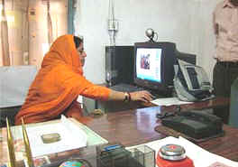 Pratibha Singh, MP, starts the online distribution of land records at sub-tehsil headquarters on Saturday.