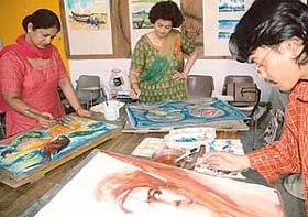 Artists unleash their creative energy on the concluding day of a water colour workshop organised on the Government Art College campus by the Chandigarh Lalit Kala Akademi