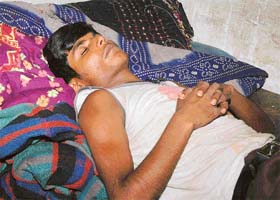 A person suffering from gastroenteritis at his house in Makkar Colony, Ludhiana