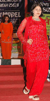 A model sashays down the ramp during a talent show in Bathinda on Sunday.