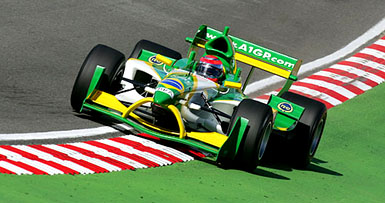 Nelson Piquet Junior of Brazil on the way to victory at the inaugural A1 Grand Prix at Brands Hatch, England, on Sunday