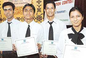 From left: Manish Bhola, Sanjay Rautela, Ashish Chand and Gurmandar Kaur, winners of a debate on Travel and transport: propelling industry dynamics at Food Craft Institute in Sector 42, Chandigarh