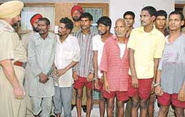 Gang members of the Kalandar tribe arrested by the Kharar police in Mohali on Monday.
