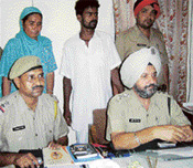 Balwinder Kaur and Jaswinder in police custody at Jagraon.