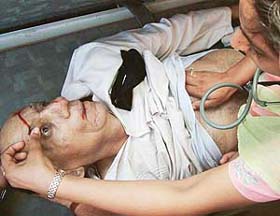 Janak Raj Arora being examined at the General Hospital in Sector 16, Chandigarh
