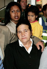 Maria Otoni de Menezes  mother of Brazilian Jean Charles de Menezes who was killed by the British police at Londons Stockwell underground station on July 22 after being mistaken for a suicide bomber, arrive at Heathrow airport in London