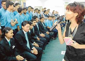 Students drawn from various institutions at the launch of Discover UK corner at the British Library in Chandigarh on Tuesday.
