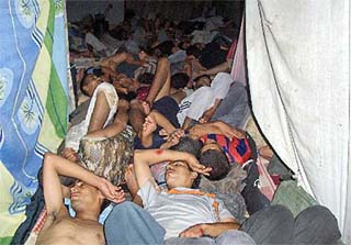 An undated image made available by the Spanish association of solidarity groups with the Sahrawi people claims to show prisoners sleeping in the prison