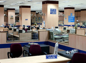 A deserted head office of the State Bank of India at Parliament Street in New Delhi on Thursday due to the nation-wide strike called by the trade unions.