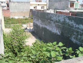 An alleged encroachment in Mandir Wali Gali in Ludhiana