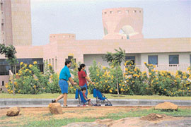 Students can live with families on the campus