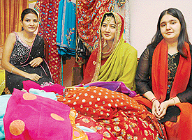 Khusboo Jain at the launch of her designer collection in Chandigarh on Sunday.