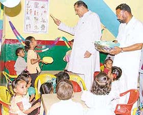Punjab Education Minister Harnam Dass Johar inaugurates a new nursery centre scheme at a function in Ludhiana