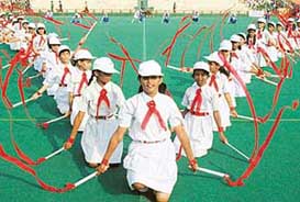 Players of KV-2, Chandi Mandir, display Synergy Fusion dance during the closing ceremony of the meet on Friday. 